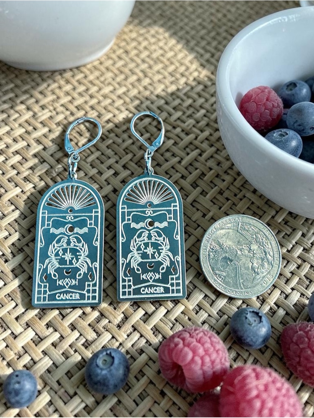 🆕 Cancer Zodiac Laser Etched Earrings